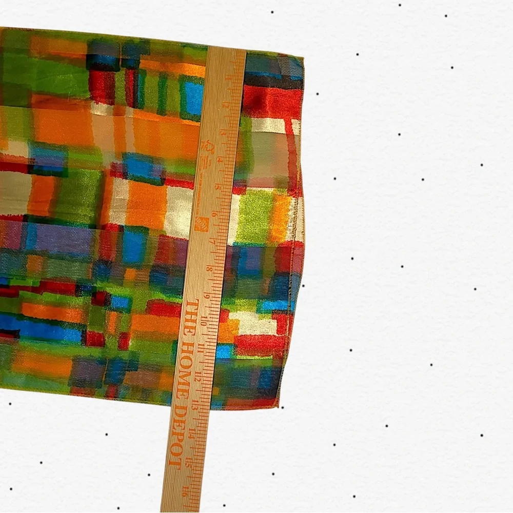 Colorblock Abstract Silk Scarf - Bright Multicolor